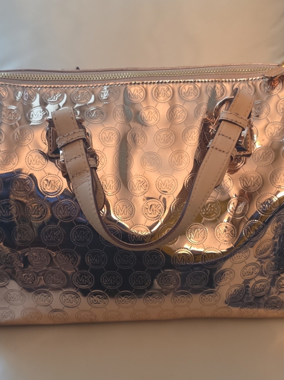Michael Kors Rose Gold Embossed Logo Tote